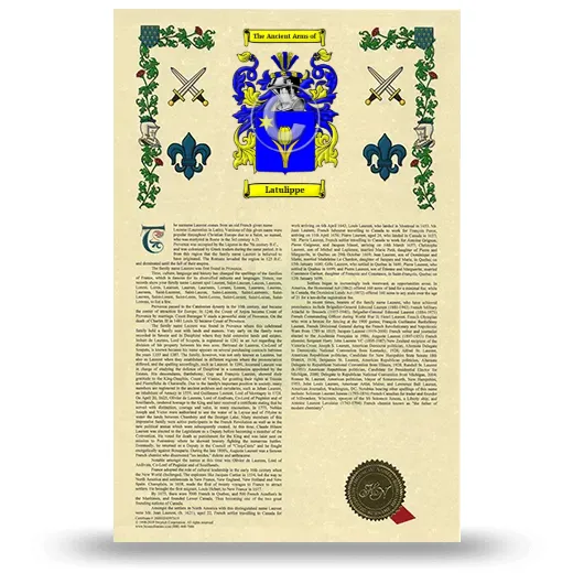 Latulippe Armorial History with Coat of Arms