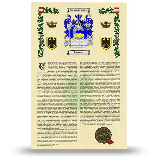 Laursen Armorial History with Coat of Arms