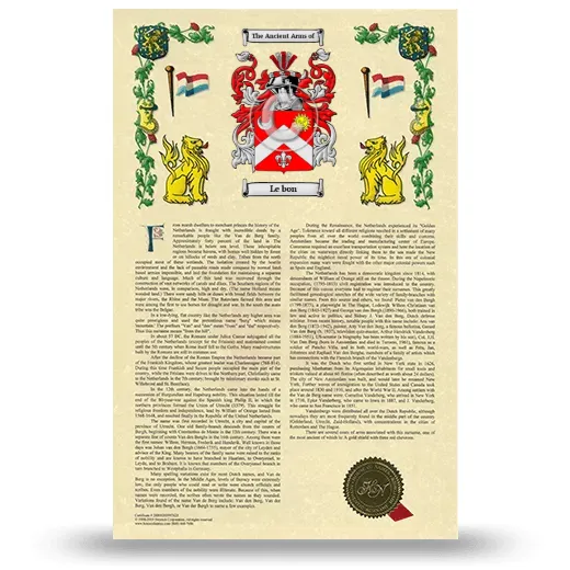 Le bon Armorial History with Coat of Arms