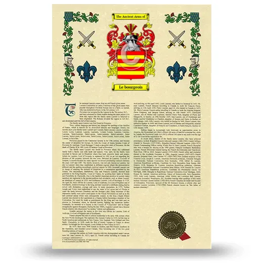 Le bourgeois Armorial History with Coat of Arms