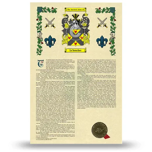 Le'boucher Armorial History with Coat of Arms