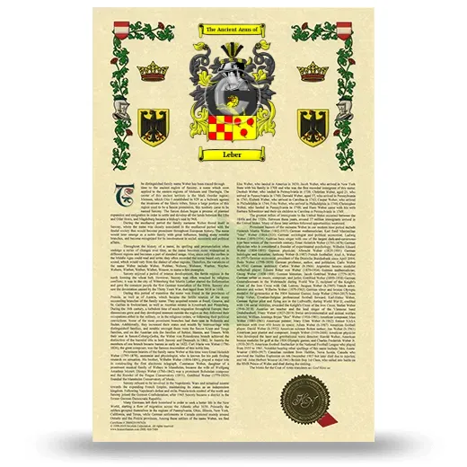 Leber Armorial History with Coat of Arms