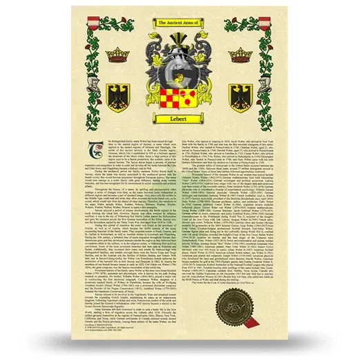 Lebert Armorial History with Coat of Arms