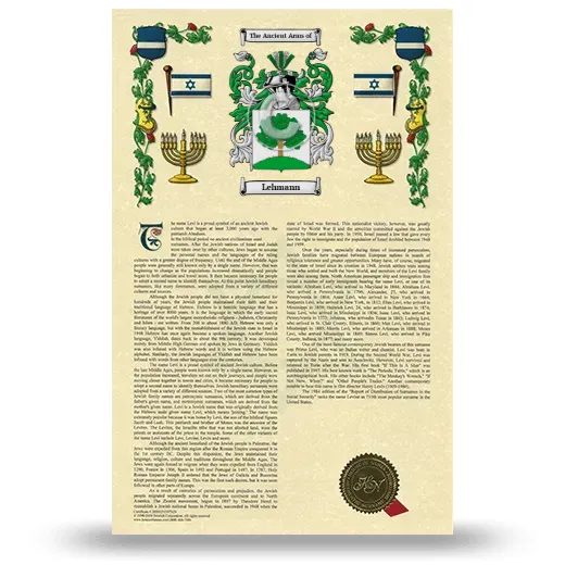 Lehmann Armorial History with Coat of Arms