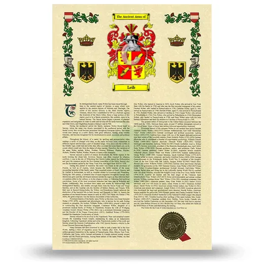 Leib Armorial History with Coat of Arms