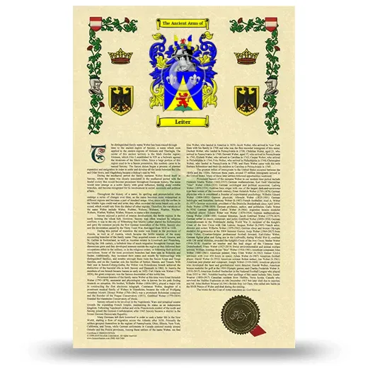 Leiter Armorial History with Coat of Arms