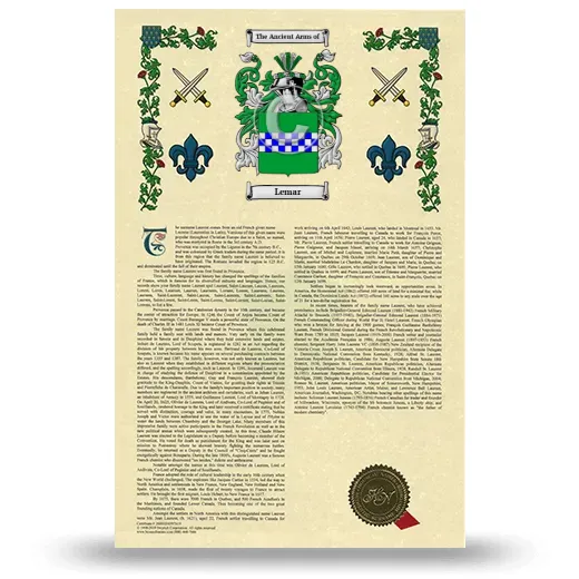 Lemar Armorial History with Coat of Arms