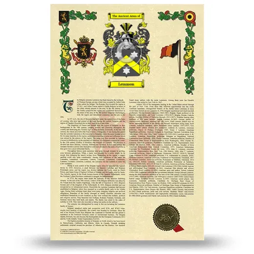 Lemmon Armorial History with Coat of Arms