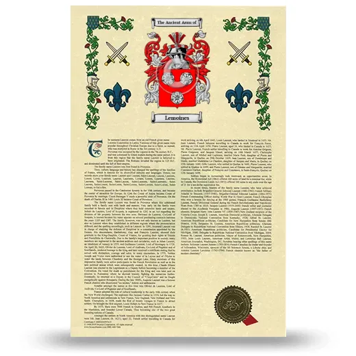 Lemoines Armorial History with Coat of Arms