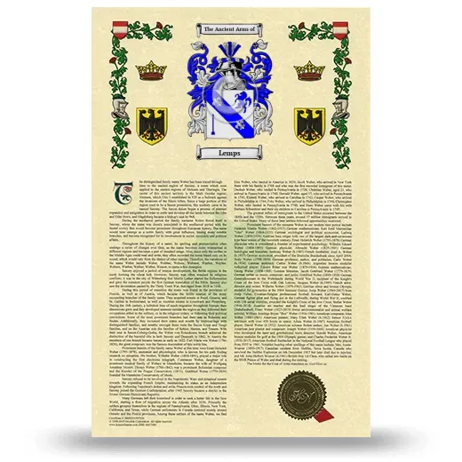 Lemps Armorial History with Coat of Arms