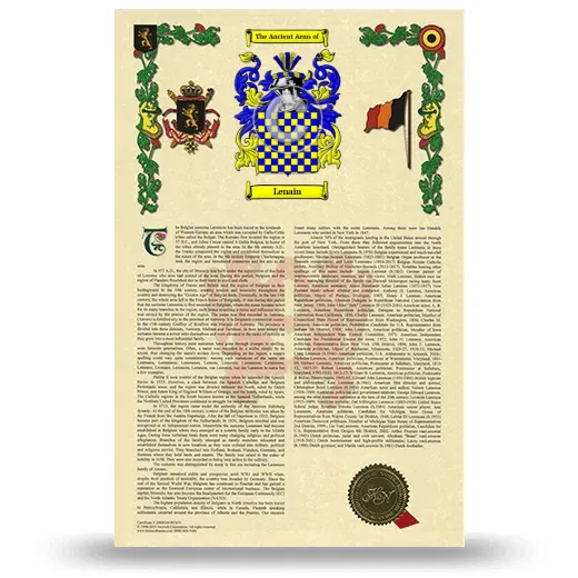 Lenain Armorial History with Coat of Arms