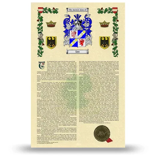 Leo Armorial History with Coat of Arms