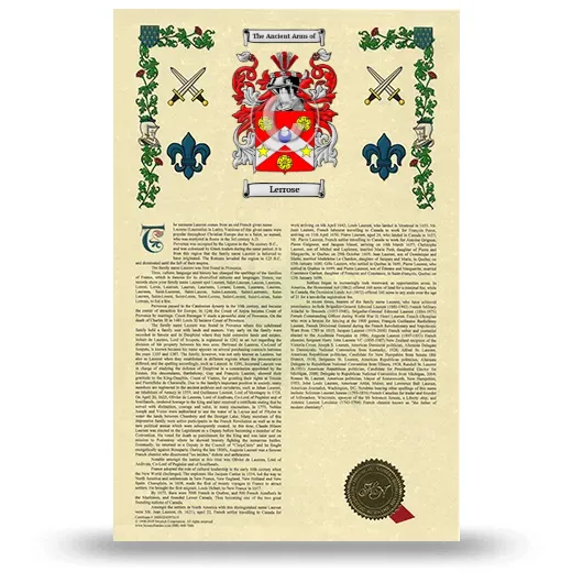 Lerrose Armorial History with Coat of Arms