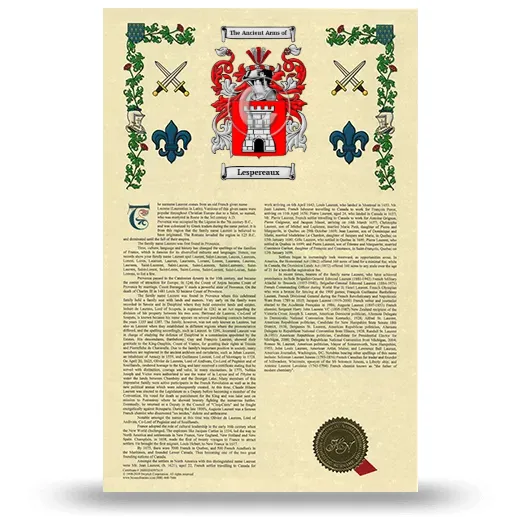 Lespereaux Armorial History with Coat of Arms