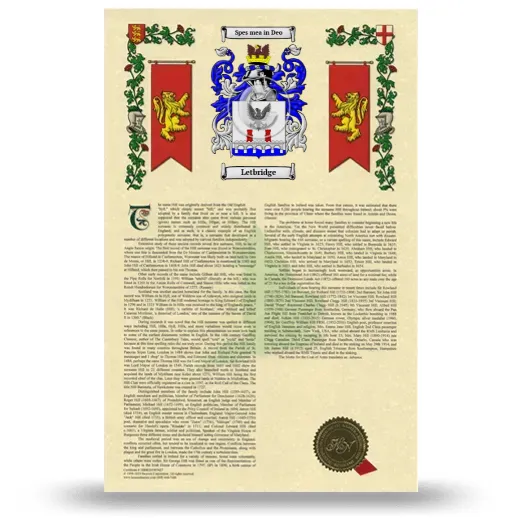 Letbridge Armorial History with Coat of Arms