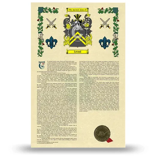 Letoul Armorial History with Coat of Arms
