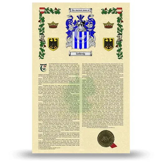 Lickteig Armorial History with Coat of Arms