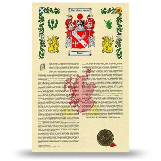 Lidall Armorial History with Coat of Arms