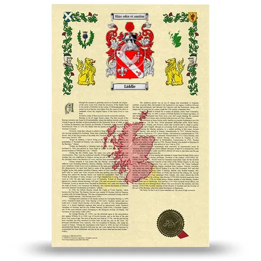 Liddle Armorial History with Coat of Arms