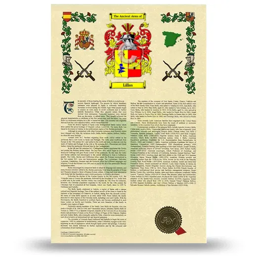 Lillas Armorial History with Coat of Arms