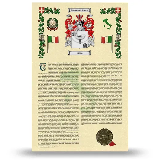 Lillio Armorial History with Coat of Arms