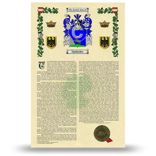 Limbocker Armorial History with Coat of Arms