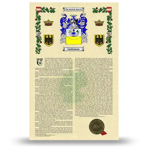 Lindenman Armorial History with Coat of Arms