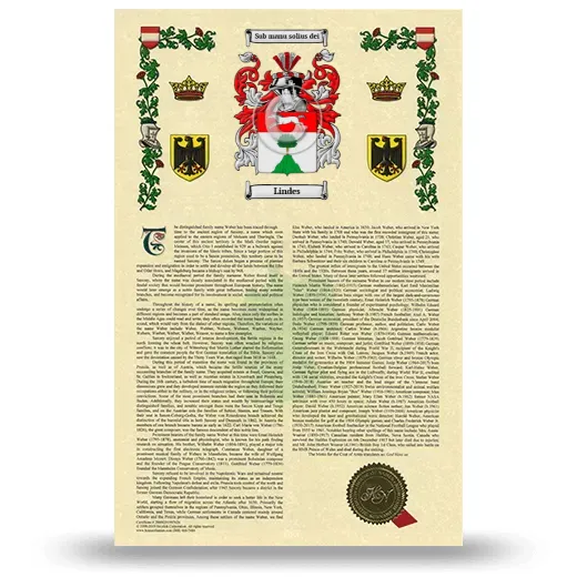 Lindes Armorial History with Coat of Arms