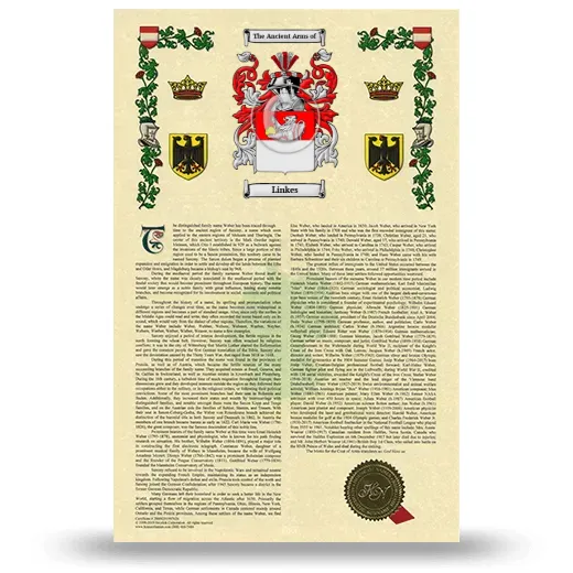 Linkes Armorial History with Coat of Arms