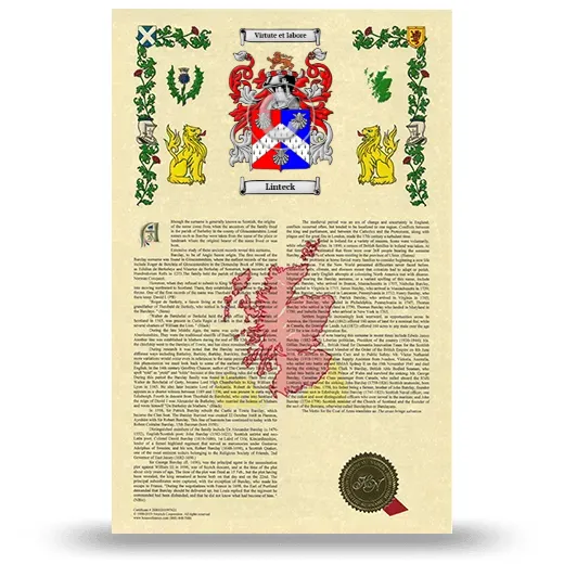Linteck Armorial History with Coat of Arms