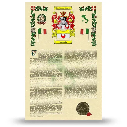 Lippolis Armorial History with Coat of Arms