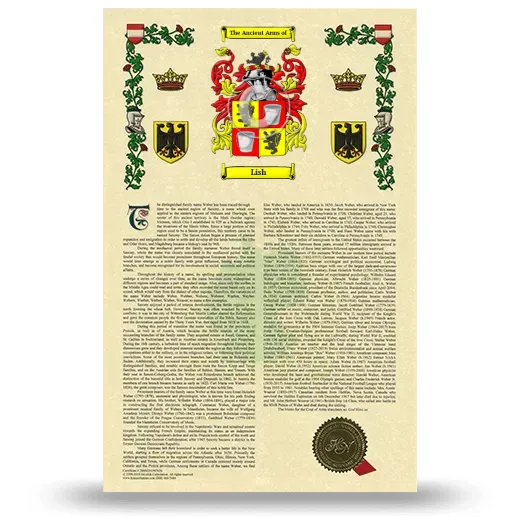 Lish Armorial History with Coat of Arms