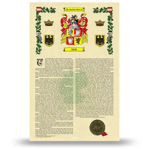 Litch Armorial History with Coat of Arms