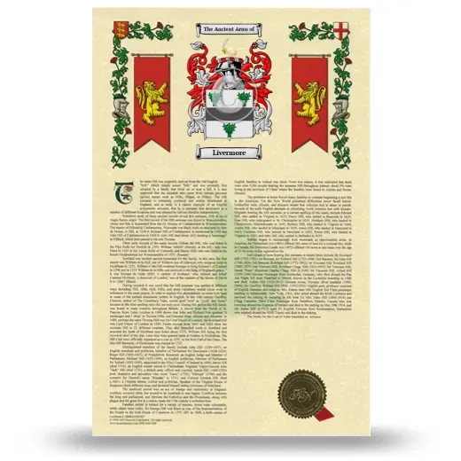 Livermore Armorial History with Coat of Arms