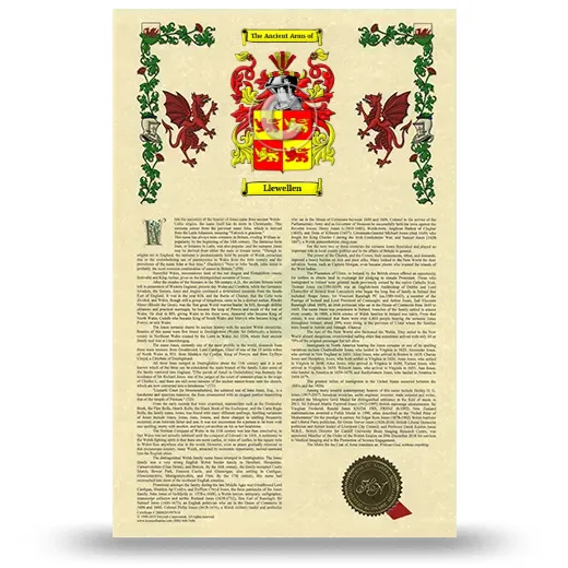 Llewellen Armorial History with Coat of Arms