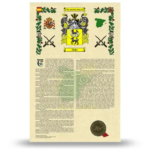 Llops Armorial History with Coat of Arms