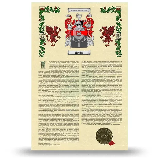 Lloydds Armorial History with Coat of Arms