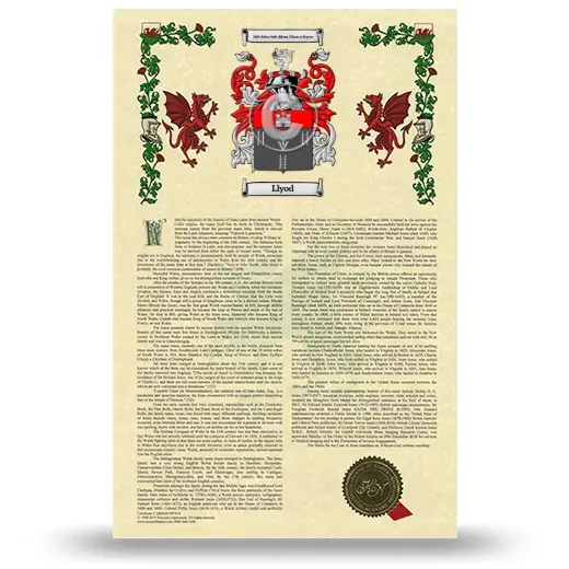 Llyod Armorial History with Coat of Arms