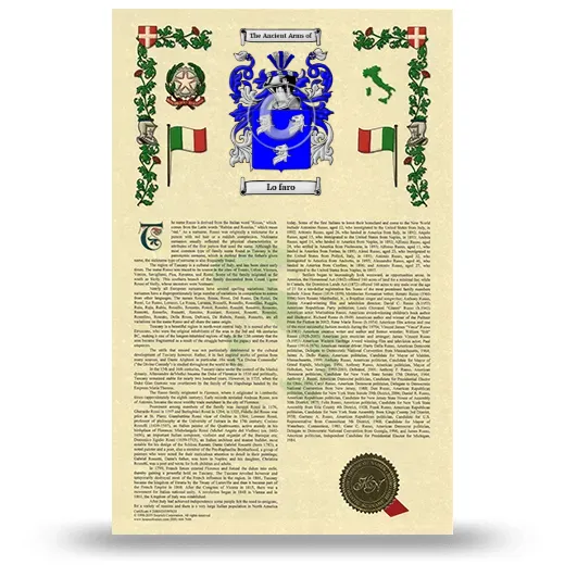 Lo faro Armorial History with Coat of Arms