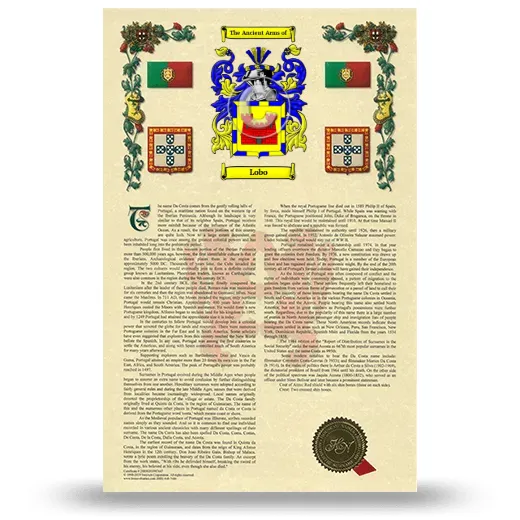 Lobo Armorial History with Coat of Arms