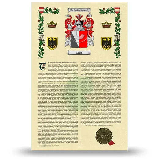 Loeb Armorial History with Coat of Arms
