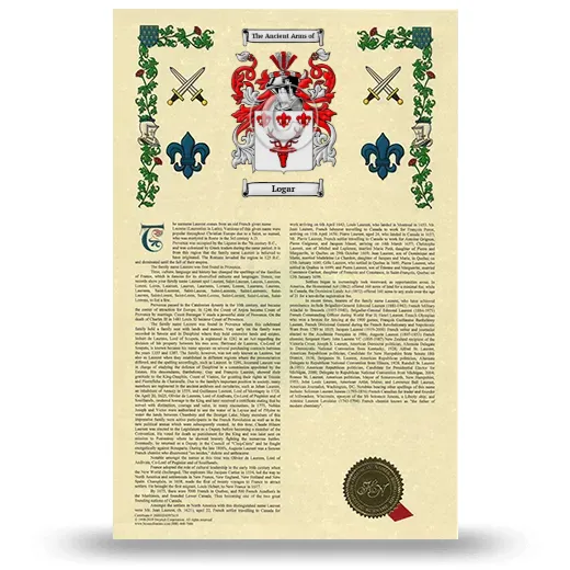 Logar Armorial History with Coat of Arms