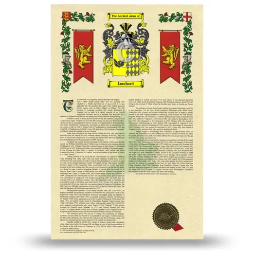 Lombard Armorial History with Coat of Arms