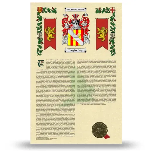 Longhorthay Armorial History with Coat of Arms