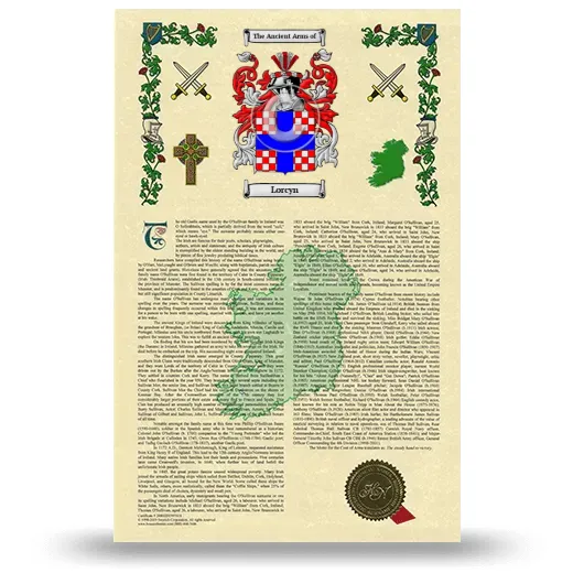 Lorcyn Armorial History with Coat of Arms