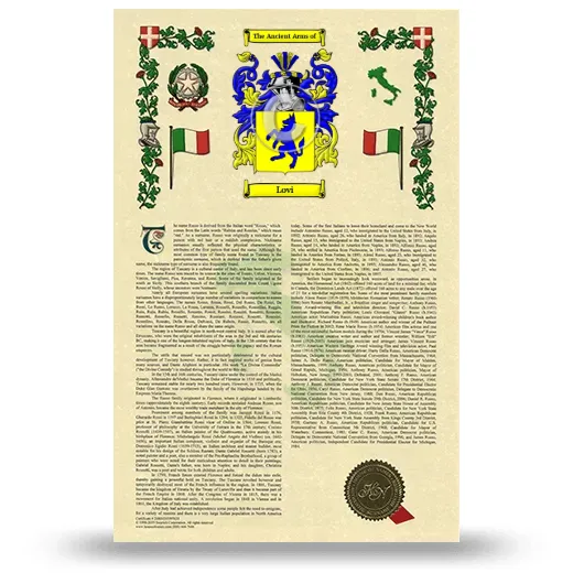 Lovi Armorial History with Coat of Arms