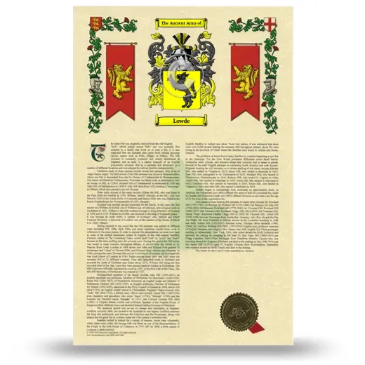 Lowde Armorial History with Coat of Arms