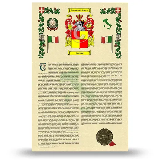 Lucani Armorial History with Coat of Arms