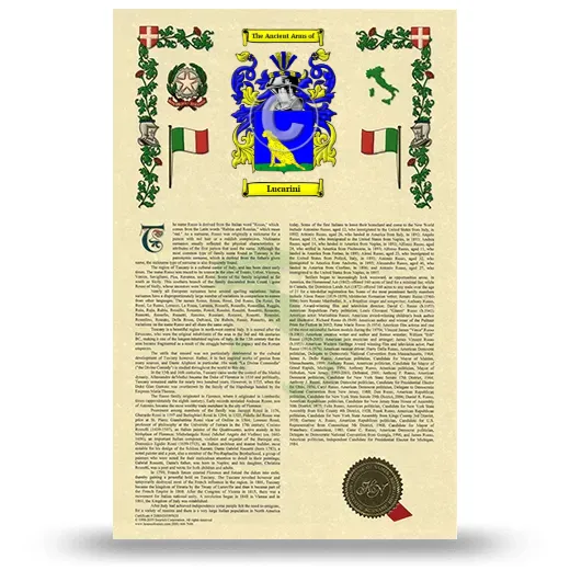 Lucarini Armorial History with Coat of Arms