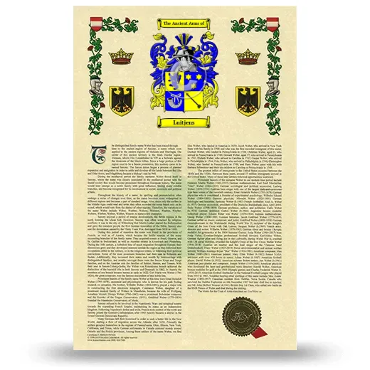 Luitjens Armorial History with Coat of Arms